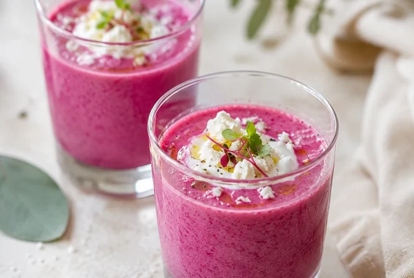 gaspacho de betterave au chèvre frais